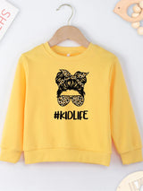 Creativity Print #Kidlife Letters Pint Girls Sweatshirts Four Seasons Comfy Y2K Harajuku Style ChIld Hoodless Dropship Baby Tops