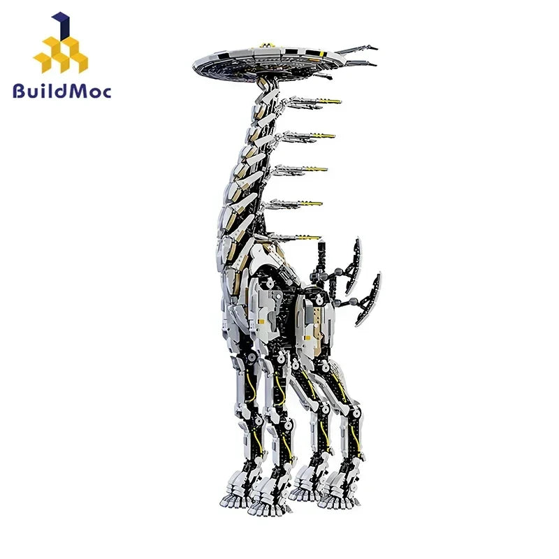 BuildMoc Horizon Dawn Giant Long Necked Beast Mecha Building Blocks Set Zero Thunder Tooth Mechanical Giraffe Monster Bricks Toy