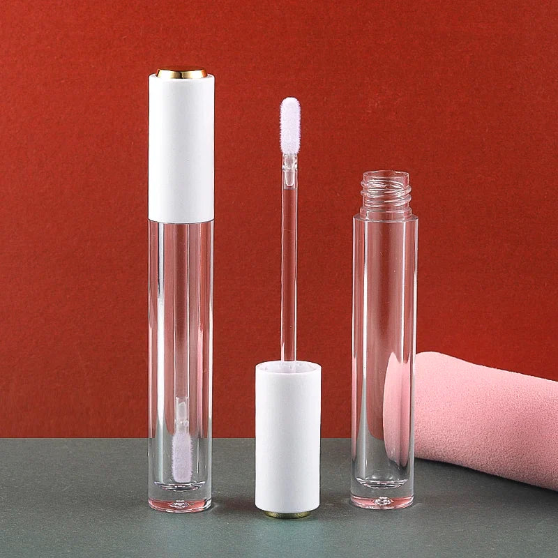 Clear Wand Lip Gloss Tube White cap 4ml DIY Cosmetic Blusher Container Makeup Lipstick Lip Balm Tools Concealer Accessories