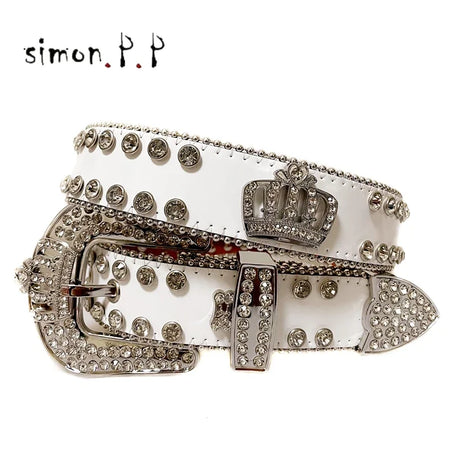 Punk Western Rhinestone Belts for Women Luxury Diamond Strap Cowgirl Cowboy Bling Crystal Pin Wide Buckle Studded Y2K Mens Belts