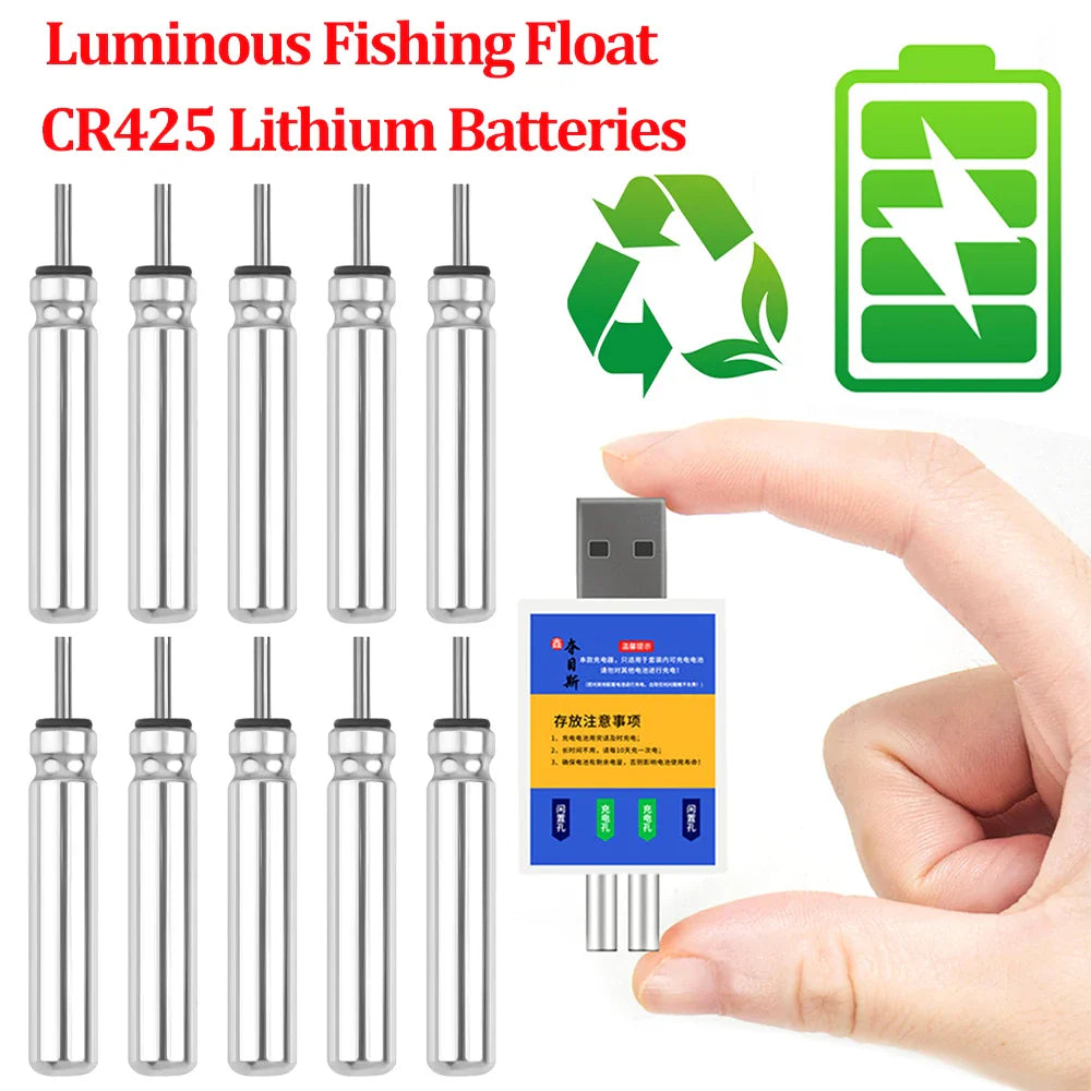 Electronic Floats CR425 Lithium Batteries Luminous Fishing Float USB Rechargeable Battery Night Fishing Accessories Tackles