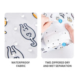 HappyFlute 30*36CM Dry&Wet Random-Print-4Pcs 2Pocket Zipper Snap Handle Can Be Hung Waterproof&Washable Mummy's Cloth Diaper Bag