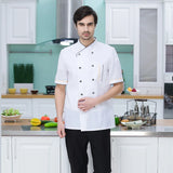 Short Sleeve Restaurant Chef Kitchen Work Uniforms Double Breasted Sushi Bakery Cafe Waiter Catering Service Jackets or Aprons