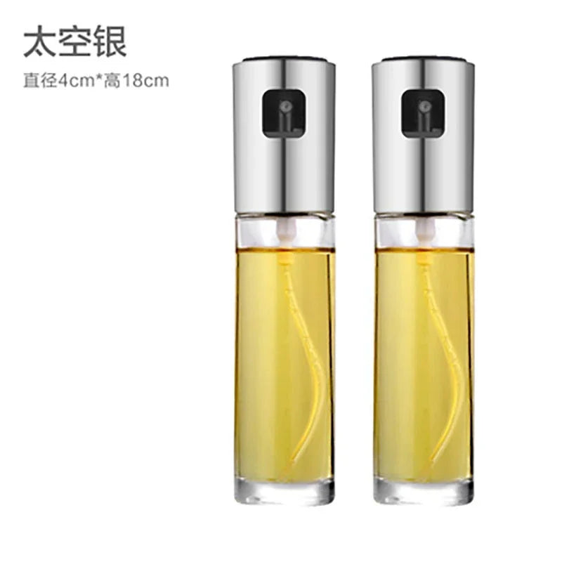 Stainless Steel Olive Oil Sprayer Bottle Pump Oil Pot Leak-proof Grill BBQ Cookware Tools Press Spray Glass Kitchen Oil Bottle