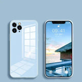 Soft Silicone Frame Phone Case For iPhone 15 14 13 12 Mini 11 Pro XS Max XR X SE 2020 8 7 Plus Tempered Glass Back Cover