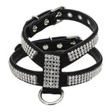 Dog Collar Adjustable Pet Products pet Necklace Dog Harness Leash Quick Release Bling RhinestonePU Leather