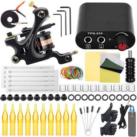 Complete Tattoo Kit Coil Tattoo Machine Set Tattoo Power Supply Needles Tattoo Machine Kit for Beginner Starter Tattoo supplies