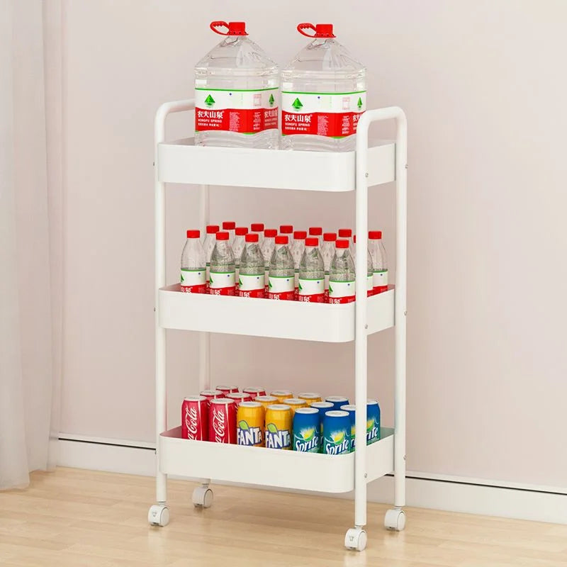 Small Cart Storage Rack Kitchen Bedroom 3 Layers Snacks Mobile Cart Bathroom Storage Rack Kitchen Islands Trolleys Rolling Cart