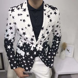 Star Print Slim Fit Blazers 2024 New Men's Club Dress Groom Tuxedo Men's Formal Wedding Prom Suit Jacket Brand Costume Homme