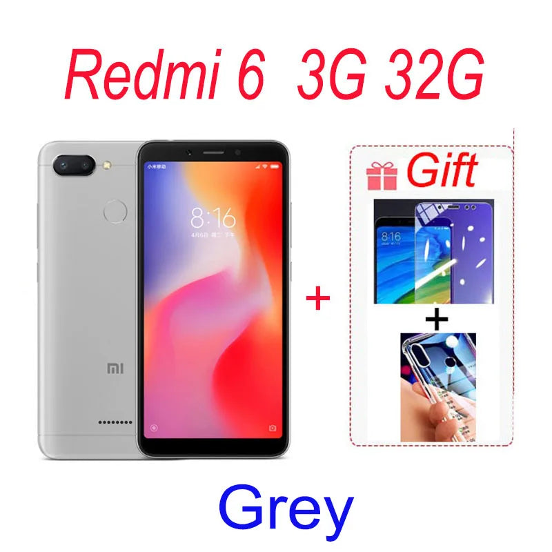 Original Smartphone Xiaomi Redmi 6A 3+32Gb Wholesale Xiaomi Mobile Phones Unlocked Android Google Play Redmi 6 Global Frimware