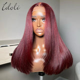 BOB Wig Lace Front Human Hair Wigs Straight HD Lace Frontal Human Hair Wig Glueless Preplucked Wig for Women Colored Burgundy