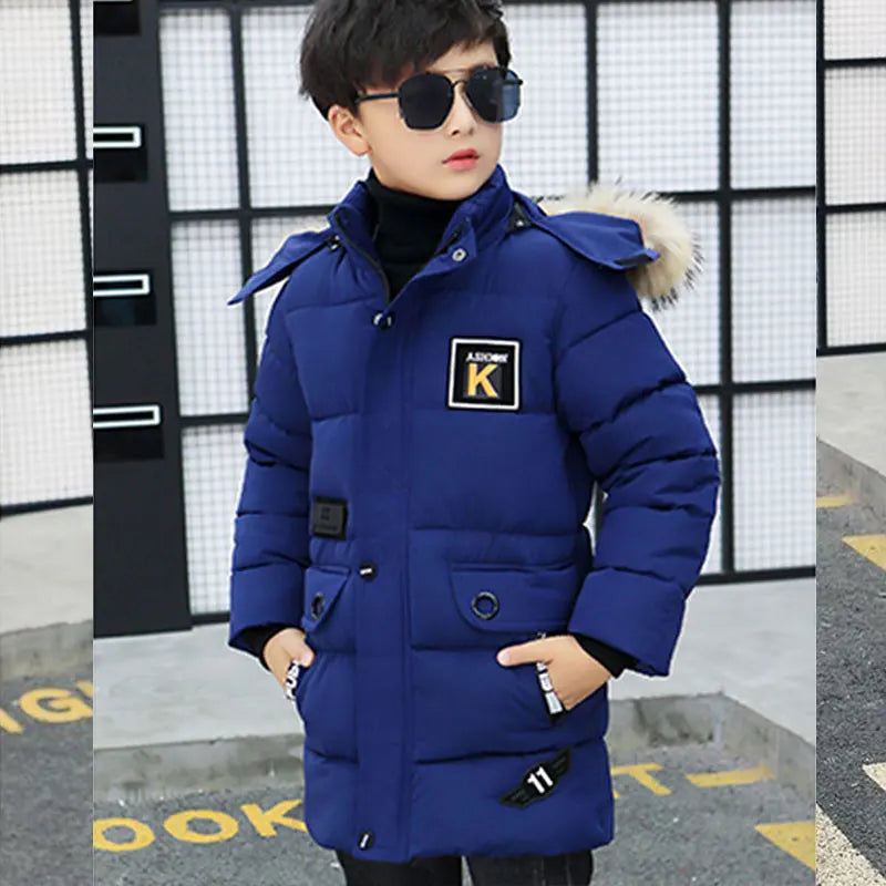 New 2024 Kid Winter Jacket A Boy Park 12 Children's Clothing 13 Baby 14 Outerwear 15 Coats 9 Thick Cotton Thickening -30 Degrees