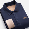 Winter New 100% Cotton Embroidery Plush Thickened Polo Shirt Loose Men's Long Sleeve T-shirt R60/R70