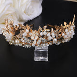 Handmade Bride Hair Accessories Gold Bridal Flower Crown Wedding Head Jewelry Girl Tiaras Crystal Headdress For Girlfriend