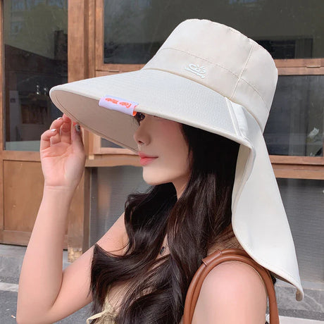 Women Outdoor Fisherman Hat Wide Brim Bucket Hat with Neck Cover Summer Breathable Mesh Sun Protection Visor Anti UV Cap