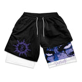 Anime Berserk 2 in 1 Gym Shorts for Men Active Athletic Compression Shorts 5 Inch Quick Dry Stretchy Training Fitness Workout