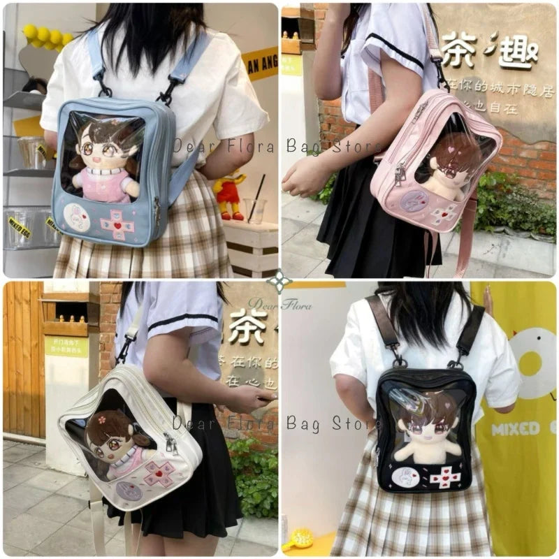 Y2K Cute Clear ItaBag Women's Lolita Backpack Kawaii Girl Shoulder Bag DIY Display Transparent Pocket Japanese Doll Tote Handbag