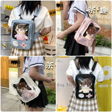 Y2K Cute Clear ItaBag Women's Lolita Backpack Kawaii Girl Shoulder Bag DIY Display Transparent Pocket Japanese Doll Tote Handbag