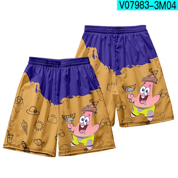 Anime Patrick Star shorts Boys Sports Shorts Fitness Basketball Beach Pants Squidward Tentacles Travel College Casual Gym shorts