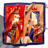 Silk Square Scarf Women 100% Real Luxury Brand Horse Print Neckerchief Female Hair Hand Bag Wrist Foualrd Scarves Bandana