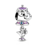 Fit Pandora Beauty and The Beast Charms Bracelet Kid Disney Purple Mrs. Potts Teapot Beads DIY Bijoux for Women Chip Cup Pendant