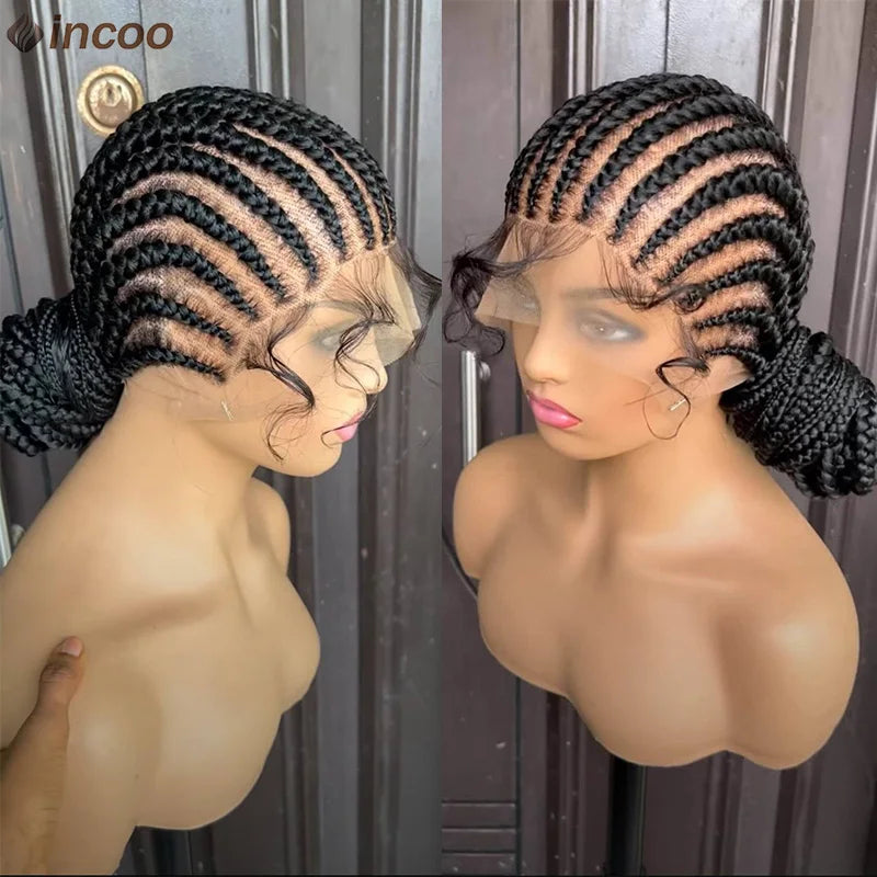 36 Cornrow Twisted Braided Wigs Ombre Blonde Passion Twists Wigs Faux Locs Goddess Box Braided Wig Synthetic Full Lace Front Wig