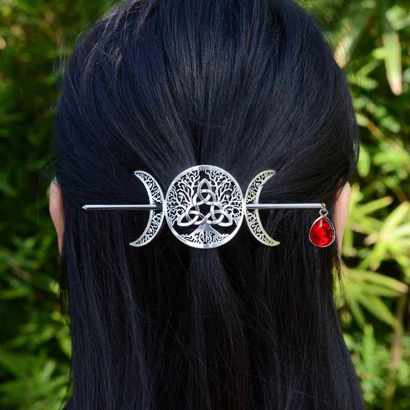 Witch Woodland Goddess Crescent Moon Dragonfly Hairstick Fairy Moon Dragonfly Insect Hair Barrette Hairclip For women Wicca