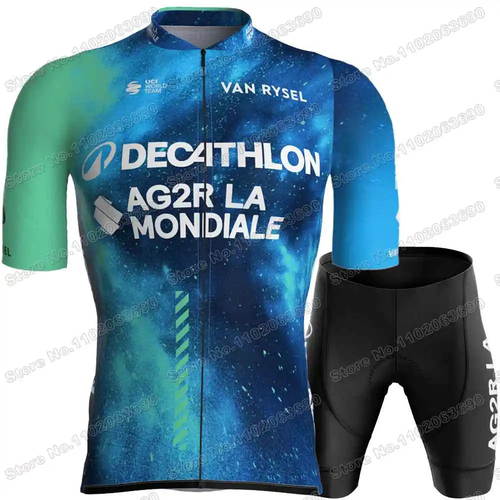 2024 AG2R Cycling Jersey Set Summer France Pro Team Cycling Clothing Men Road Bike Shirt Suit Bicycle Bib Shorts MTB Maillot