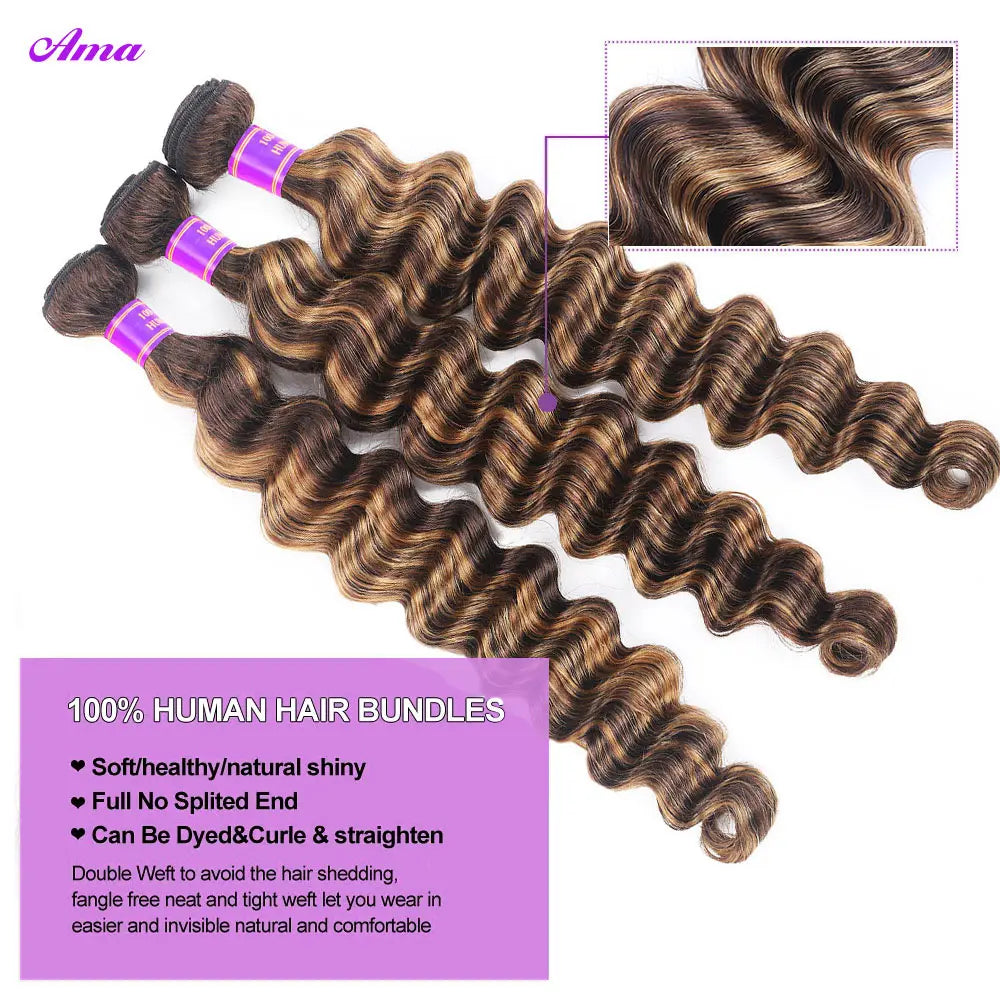 4 27 Highlight Loose Deep Wave Bundles 30 Inch Ombre Colored Human Hair Bundles Brazilian Hair Weave Bundles 1 3 4 Bundles Deal