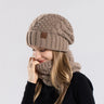 Women Fashion Winter Knitted Hat Scarf Set Fleece Lined Neck Warm Skullies Beanies Female Outdoor Thick Windproof Snow Ski Cap