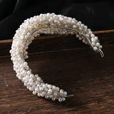 Luxury Bride Women Tiaras Handmade Wedding Hair Accessories Full Pearls Crystal Headbands