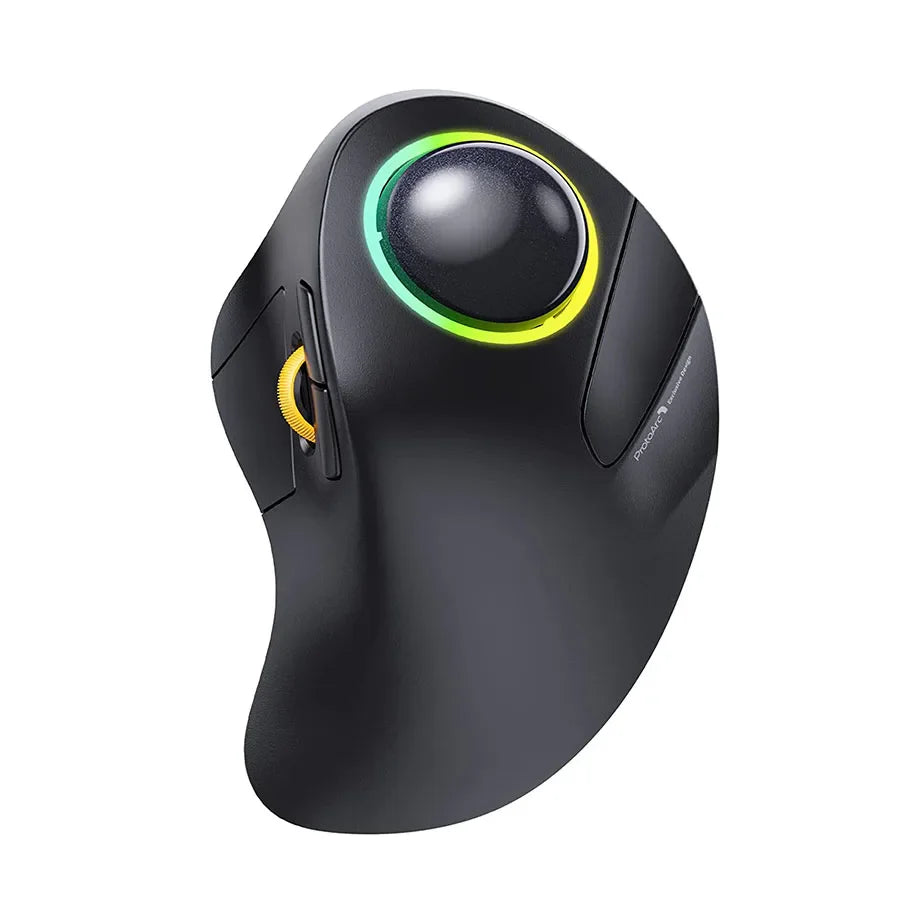 ProtoArc EM03 Wireless Bluetooth Trackball Mouse Rechargeable Ergonomic RGB Backlit Rollerball Mice for Windows Mac iPad