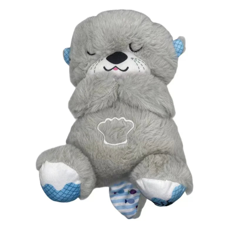 Breathing Bear Baby Soothing Otter Plush Doll Toy Baby Kids Soothing Music Baby Sleeping Companion Sound and Light Doll Toy Gift