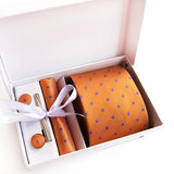 Luxury Tie Set Gift Box For Men Wedding Jacquard Necktie Square Clip Cufflinks Handkerchief Brezo Pour Teal Tie