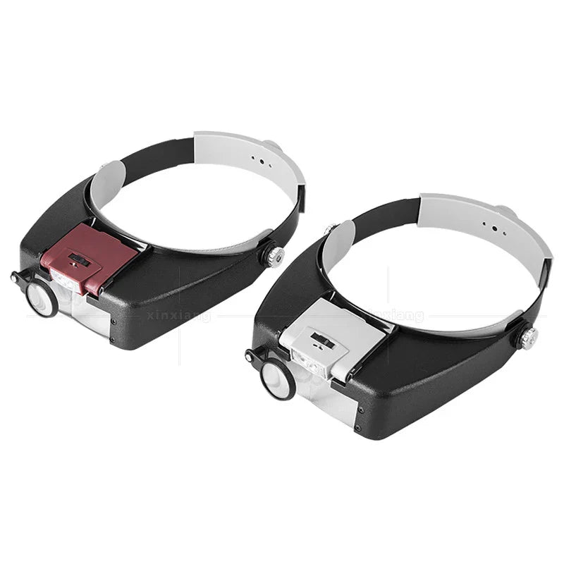 Head-Mounted Magnifier LED Illumination 1.5X 3X 8.5X 10X Helmet Style Magnifying Glass Jewelry Watch Maintenance Read Magnifier