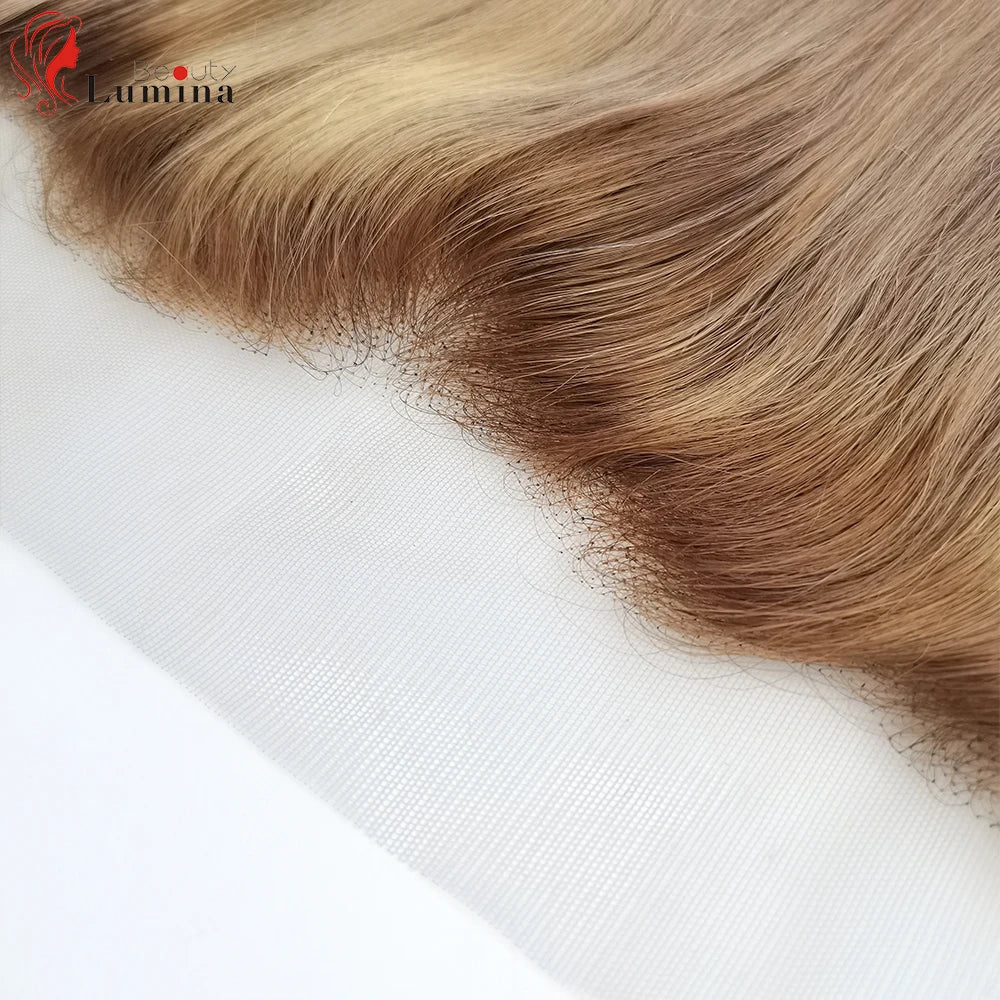 Highlight Body Wave Frontal Honey Blonde Ombre 13x4 Frontal Human Hair Transparent Lace Frontal Closure 4/27 Wavy Frontal