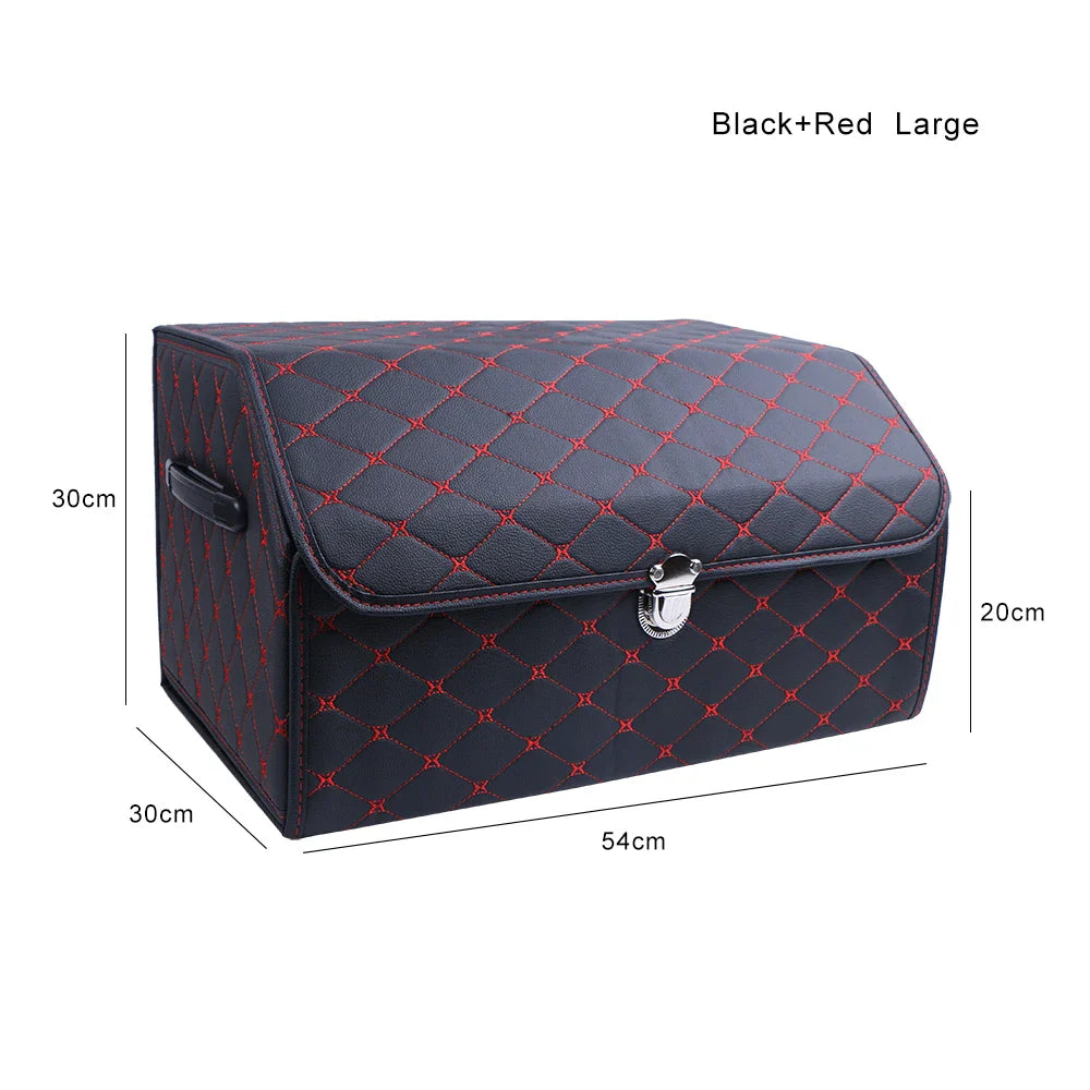 PU Leather Car Trunk Storage Box Top Grade Car Organizer Folding Storage Bag Automobile Stowing Tidying Box For Sedan SUV MPV