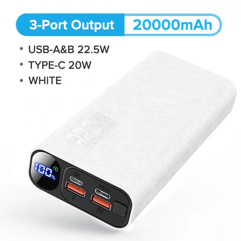 QOOVI Power Bank 20000mAh Portable PD 20W Fast Charging Poverbank Mobile Phone External Battery Powerbank For iPhone 13 Xiaomi