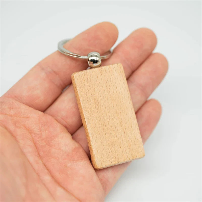 20 Pieces Blank Wooden Keychain Rectangular Key ID DIY gifts