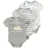 3PCS Infant Baby Cute Graphic One-piece Clothes For Boys And Girls, Newborn Pure Cotton Summer Romper newborn clothes