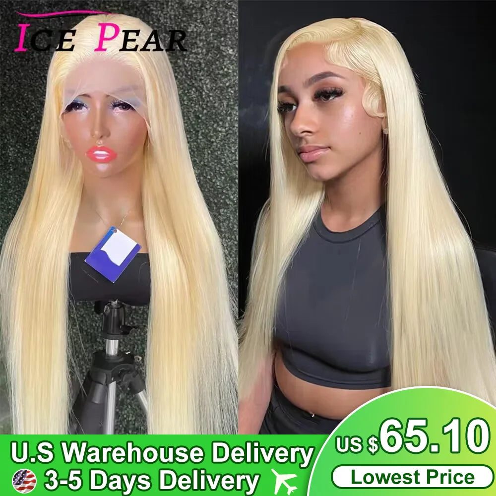 Blonde Lace Front Human Hair Wig 13x6 HD Transparent Lace Front Wig Brazilian Bone Straight Human Hair Wigs 613 Lace Frontal Wig