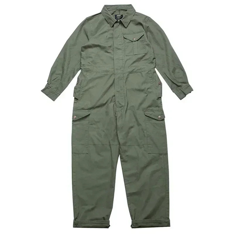 Men Clothing American Style Multi Pocket Overalls Men's May Khaki Fashion Brand Jumpsuit Loose Worker's Work Suit