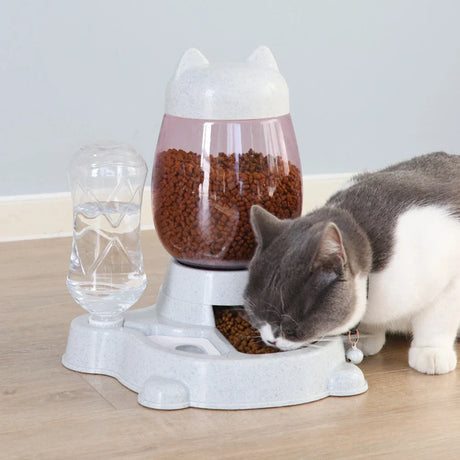 2 IN 1 Cat Water And Food Feeder Dispenser Automatic Dog Cats Drinking Bottles Feeding Bowl Dispensers Pet Supplies 2.2L