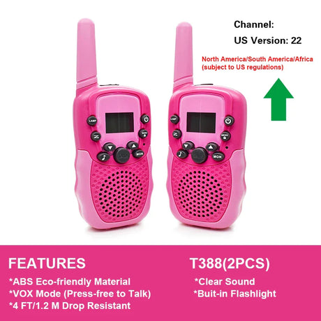 T388 Walkie Talkie Children Radio Receiver Walkie Talkie Toy Kids Birthday Gift Child Toys for Boys Girls 3 Km Hand-held 2Pcs