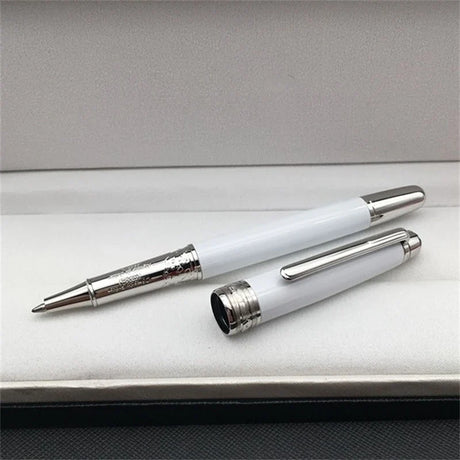 Luxury Msk-163 White Metal Ballpoint Pen Rollerball Pen Unique Reliefs Office School Writing Fountain Pens With MB Serial Number