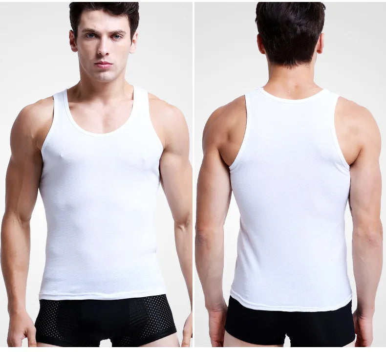 8 Pcs Cotton Mens Sleeveless Tank Top Solid Muscle Vest Men Undershirts O-neck Gymclothing Tees Tops Body Hombre Men Clothing