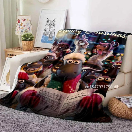 Cartoon Sheep S-Shaun Blanket Children Flannel Blanket Portable Home Travel Camping Sofa Picnic Blanket