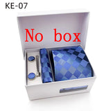 Luxury Tie Set Gift Box For Men Wedding Jacquard Necktie Square Clip Cufflinks Handkerchief Brezo Pour Teal Tie