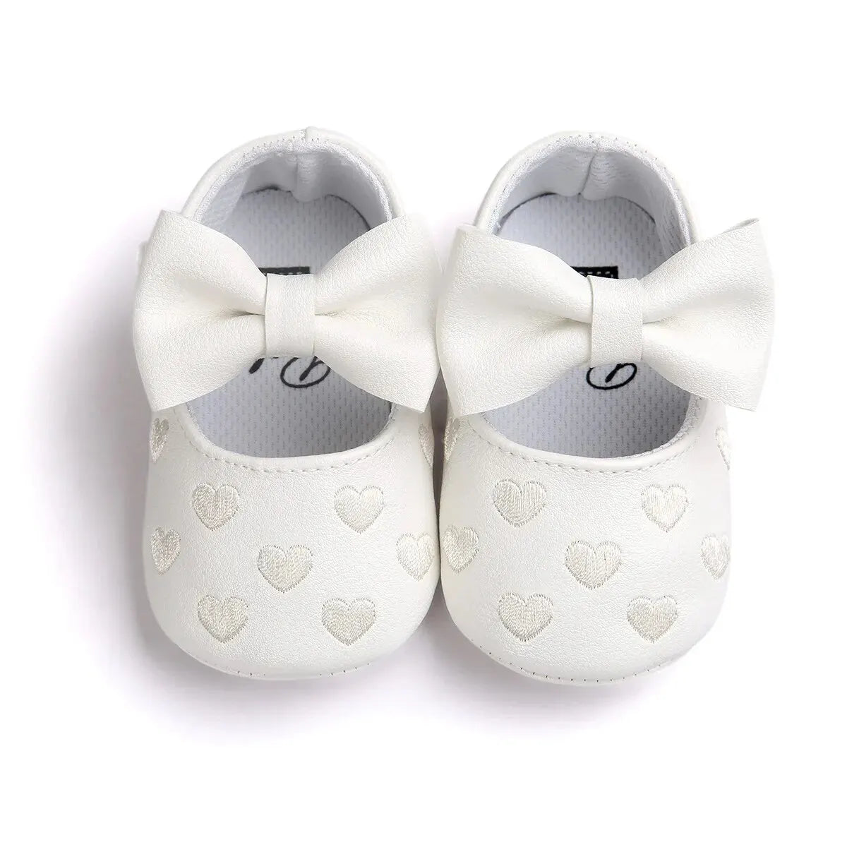 Meckior Baby Shoes Classic Dress Cute Bow-knot Heart Anti-slip Soft Sole First Walkers Infant Baby Girls Toddler Shoes 0-18m