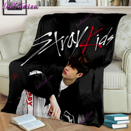 Stray Kids Blanket Soft Sofa Cover Kpop Singer Throw Blanket Fleece Blanket Lightweight Warm Bed Blankets for Bedroom Couch